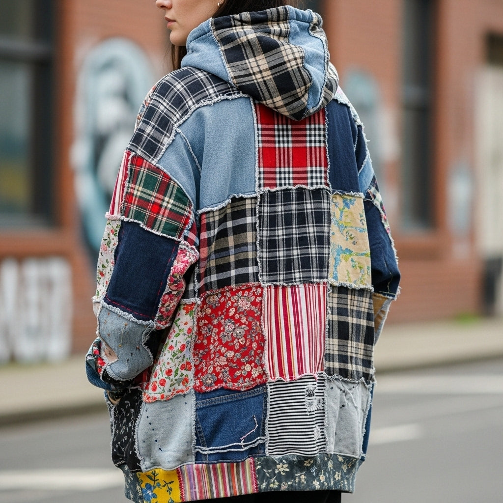 UrbanEdge Patchwork Hoodie – Authentic, Premium Comfort & Unique Streetwear Style